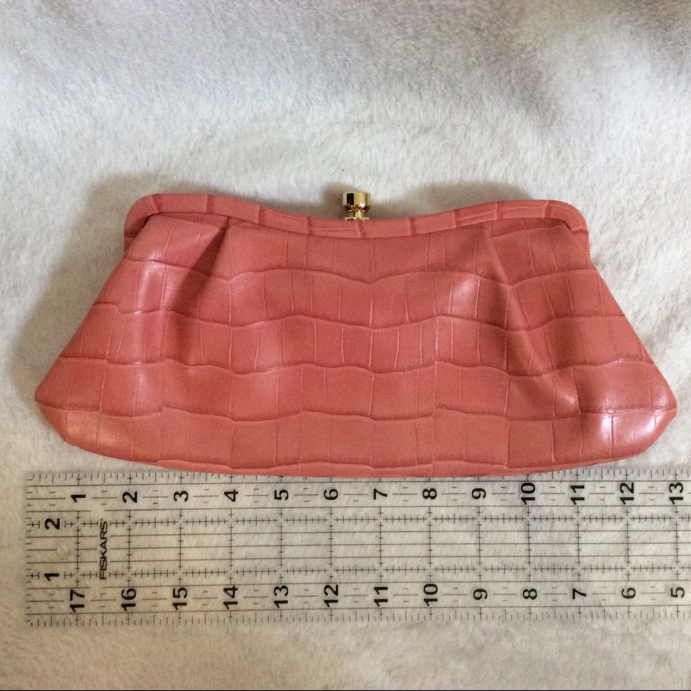 Day to night coral snap closure croc print clutch - Picture 4 of 4
